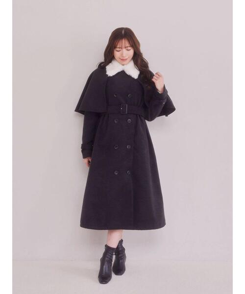 ☆☆arですm(_ _)mエムドット☆em.☆ファーケープコート☆完売品 エムドットem. エコファーケープコート キャメル ファー付きポケット