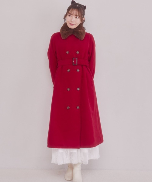 areeam ファーケープ付きワンピース Areeam☆ファーケープ付きワンピース