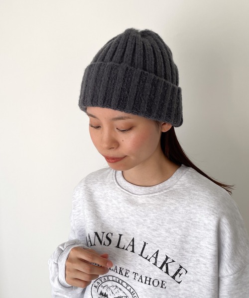 CANAL JEAN（キャナルジーン）の「El mar リブニットCAP（ニットキャップ/ビーニー・レディース・ブラック/ライトベージュ/チャコールグレー/ネイビー・ONE SIZE）」の7枚目の写真