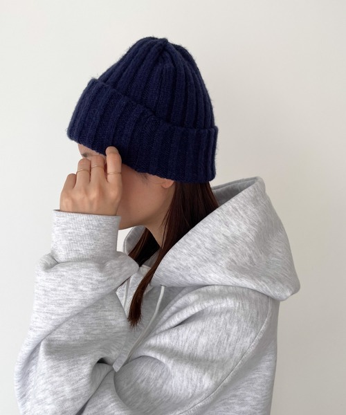 CANAL JEAN（キャナルジーン）の「El mar リブニットCAP（ニットキャップ/ビーニー・レディース・ブラック/ライトベージュ/チャコールグレー/ネイビー・ONE SIZE）」の10枚目の写真