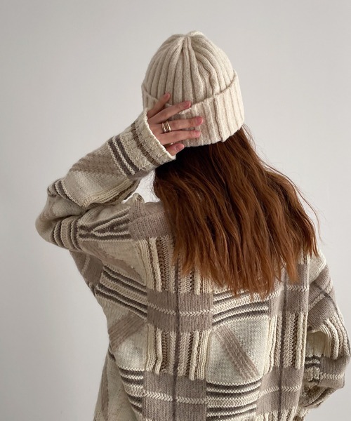 CANAL JEAN（キャナルジーン）の「El mar リブニットCAP（ニットキャップ/ビーニー・レディース・ブラック/ライトベージュ/チャコールグレー/ネイビー・ONE SIZE）」の9枚目の写真