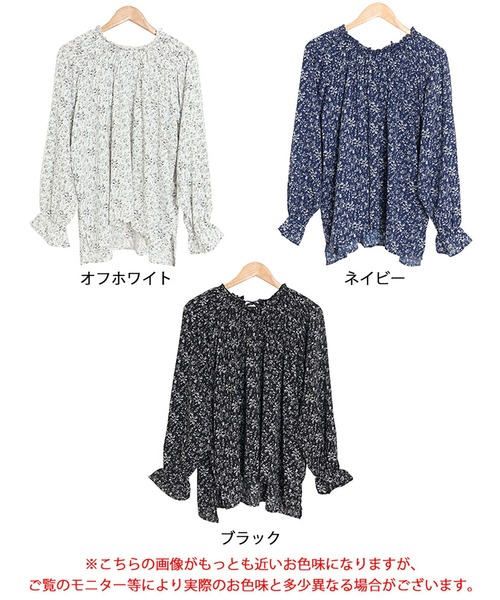 GOLDJAPAN(ゴールドジャパン)の「花柄シャーリングブラウス【大きいサイズ対応】(シャツ/ブラウス・レディース・ネイビー/ブラック/オフホワイト・LL/3L/4L/5L)」の19枚目の写真