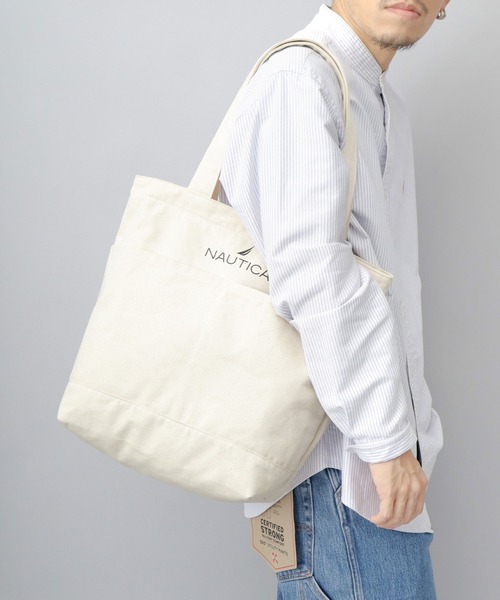 NAUTICA(ノーティカ)の「12オンス シンプル 帆布 キャンバス トートバッグ(トートバッグ・メンズ・ブラック/オフホワイト・FREE)」の6枚目の写真
