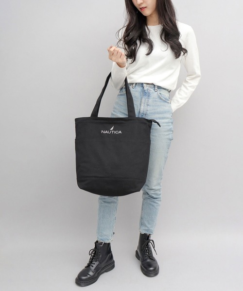 NAUTICA(ノーティカ)の「12オンス シンプル 帆布 キャンバス トートバッグ(トートバッグ・メンズ・ブラック/オフホワイト・FREE)」の17枚目の写真