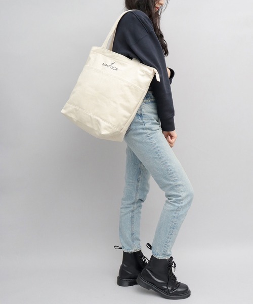 NAUTICA(ノーティカ)の「12オンス シンプル 帆布 キャンバス トートバッグ(トートバッグ・メンズ・ブラック/オフホワイト・FREE)」の15枚目の写真