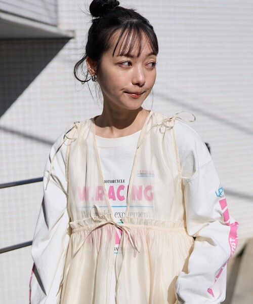 FREAK'S STORE（フリークスストア）の「シャイニー オーガンジーベスト/シアーベスト（ベスト・レディース・ブラック/オフホワイト/ピンク・ﾌﾘ-）」の7枚目の写真