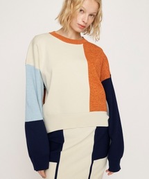 BLOCKING LIGHT KNIT TOPS ブロッキング ライト ニット トップス
