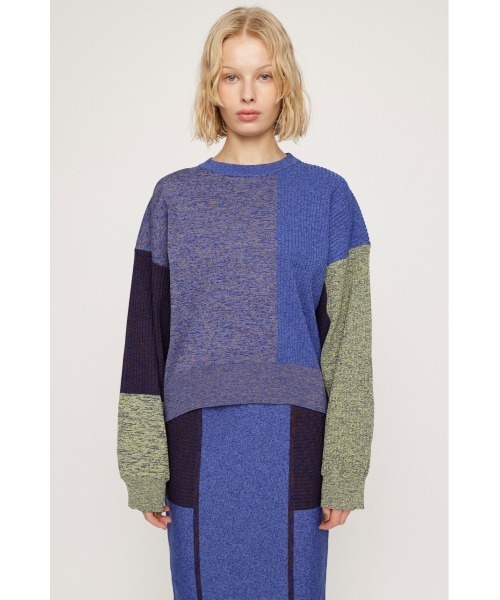 SLY（スライ）の「BLOCKING LIGHT KNIT TOPS ブロッキング ライト