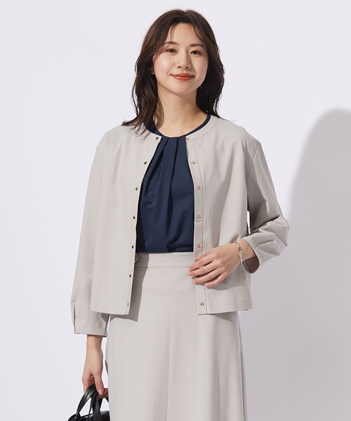 J.PRESS Ladies(J.プレス レディス)の「【洗える・セットアップ対応】Tricot ジャケット カーディガン(カーディガン/ボレロ・レディース・ベージュ系/ネイビー系/グレー系・SMALL)」の2枚目の写真