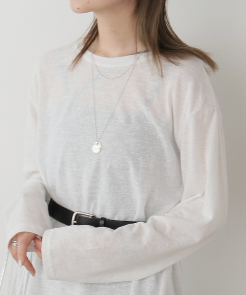 AO2（アオズ）の「▲Long sleeve t-shirt / 無地ロンT 長袖Tシャツ（Tシャツ/カットソー・レディース・ピンク/ホワイト/ブルー/レッド/ブラック・FREE）」の2枚目の写真