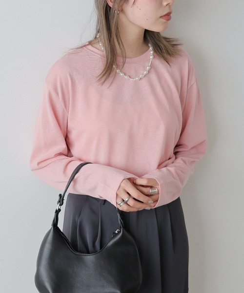 AO2（アオズ）の「▲Long sleeve t-shirt / 無地ロンT 長袖Tシャツ（Tシャツ/カットソー・レディース・ピンク/ホワイト/ブルー/レッド/ブラック・FREE）」の4枚目の写真