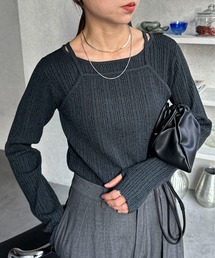 【ハンドウォッシャブル】メランジフェイクレイヤードニット