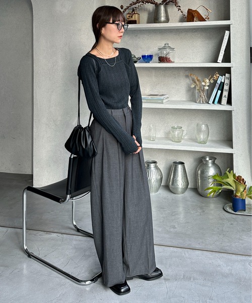 り*と様 enfold グレー ドッキングレイヤードニット 38 中古・古着通販】ENFOLD (エンフォルド) 厚手ニット グレー サイズ:38