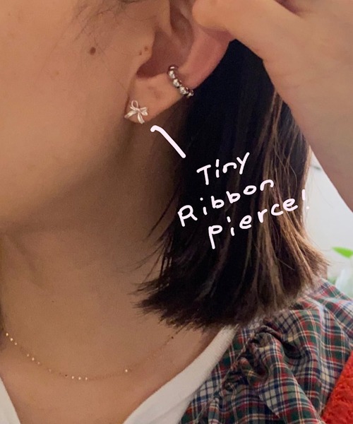 セール】Tiny Ribbon Pierce-シルバー925リボンピアス-（ピアス