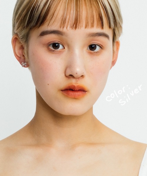 セール】Tiny Ribbon Pierce-シルバー925リボンピアス-（ピアス