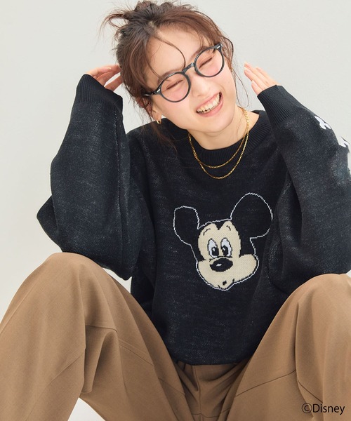 Disney（ディズニー）の「【Disney/ディズニー】Mickey Mouse/ミッキーマウス/ジャガードニットプルオーバー《新色追加》（ニット/セーター・レディース・杢グレー/ブラック/レッド・LL/L/M）」の7枚目の写真