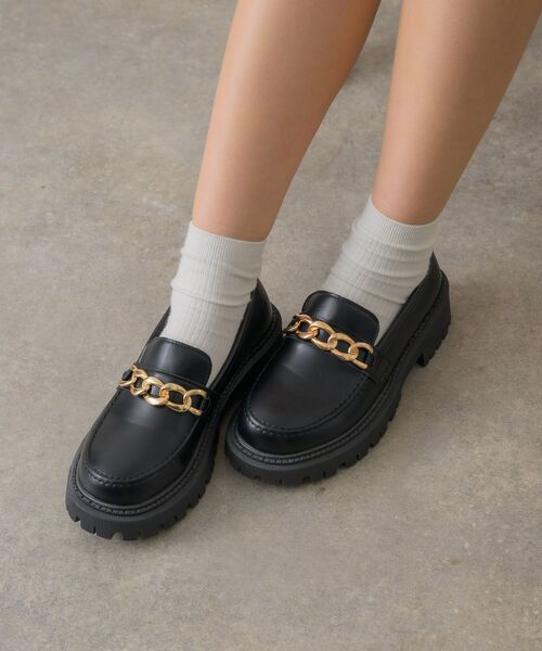 RETRO GIRL（レトロガール）の「チェーンローファー（ローファー・レディース・ブラック/オフホワイト・MEDIUM/LARGE）」の5枚目の写真