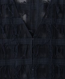 6(ROKU)◆ブロックメッシュフリンジワンピース 6（ロク）の「＜6(ROKU)＞ブロックメッシュ フリンジ ワンピース