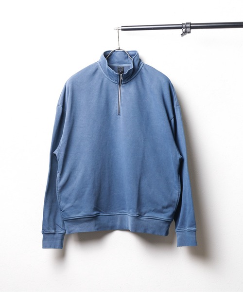 【セール】/ピグメント加工 裏毛ハーフジップハイネックスウェット（スウェット）｜NO WAY（ノーウェイ）