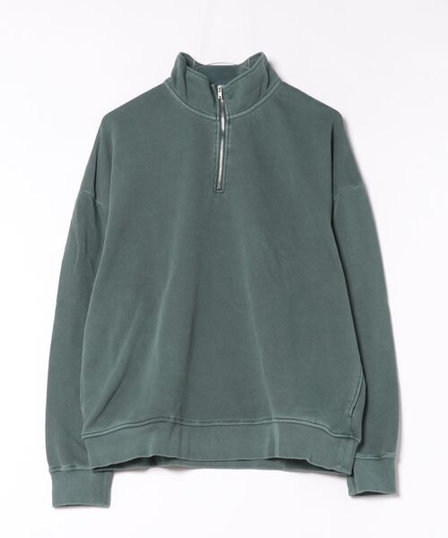 【セール】/ピグメント加工 裏毛ハーフジップハイネックスウェット（スウェット）｜NO WAY（ノーウェイ）