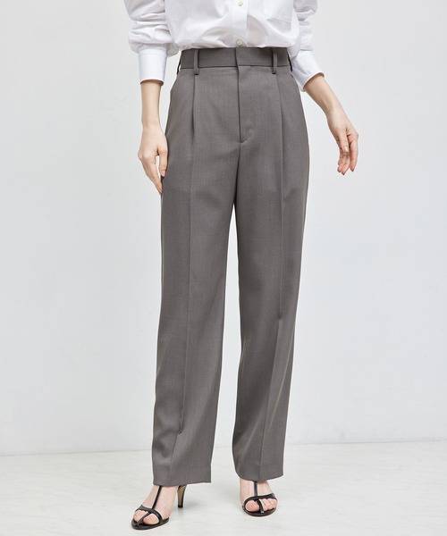 ROPE'(ロペ)の「カルゼワンタックストレートパンツ【セットアップ対応】(その他パンツ・レディース・ネイビー/グレー・38/36)」の2枚目の写真