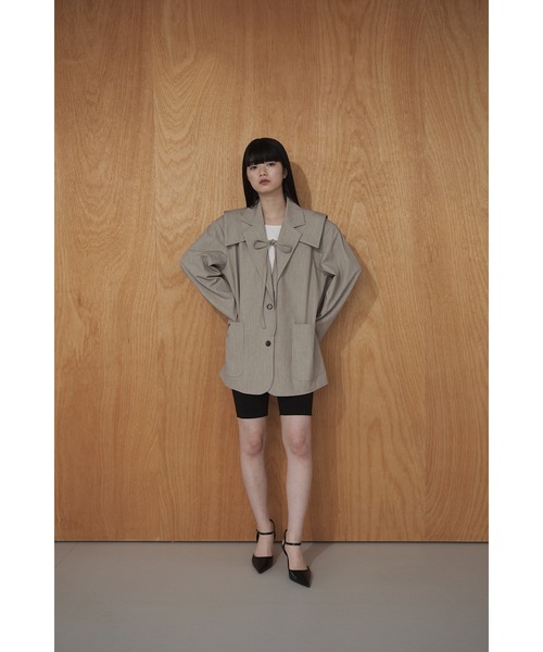 ISSEY MIYAKE 太陽柄 テーラードジャケット カーキ ピンクボタン ISSEY MIYAKE 太陽柄 テーラードジャケット カーキ ピンクボタン