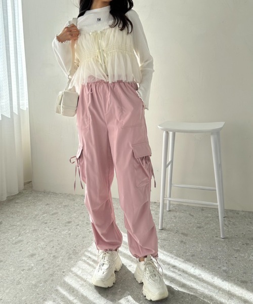 OLIVE des OLIVE(オリーブデオリーブ)の「リボンポケットカーゴパンツ 1041020030(カーゴパンツ・レディース・チャコールグレー/オフホワイト/サックスブルー/ピンク・FREE)」の21枚目の写真