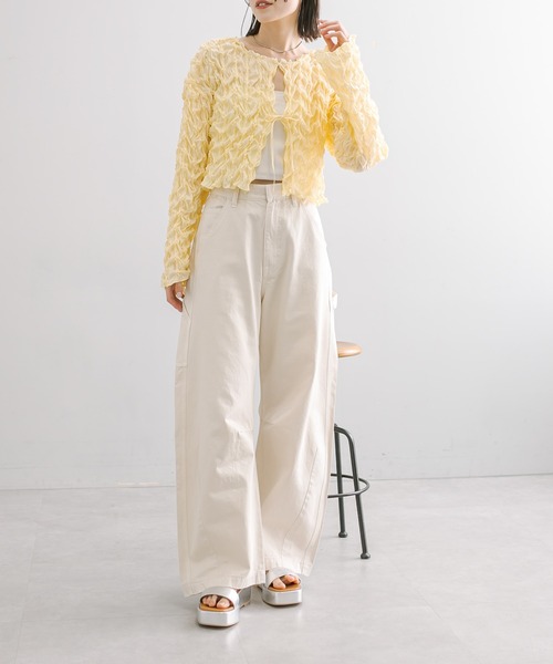 mystic（ミスティック）の「シャーリングブラウス（シャツ/ブラウス・レディース・イエロー/オフホワイト/ピンク・FREE）」の11枚目の写真