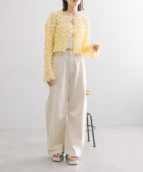 mystic（ミスティック）の「シャーリングブラウス（シャツ/ブラウス・レディース・イエロー/オフホワイト/ピンク・FREE）」の12枚目の写真