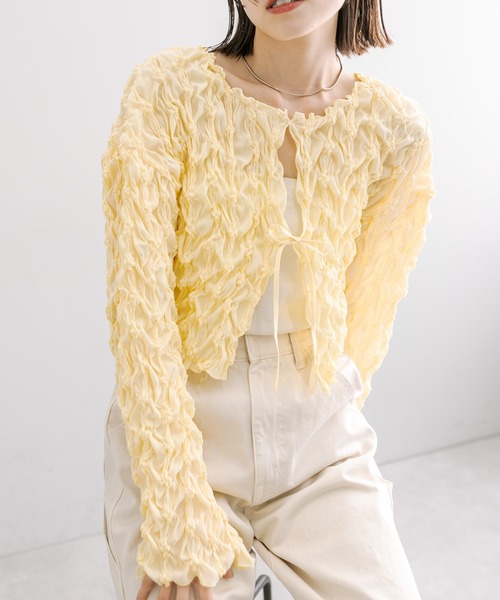 mystic（ミスティック）の「シャーリングブラウス（シャツ/ブラウス・レディース・イエロー/オフホワイト/ピンク・FREE）」の9枚目の写真