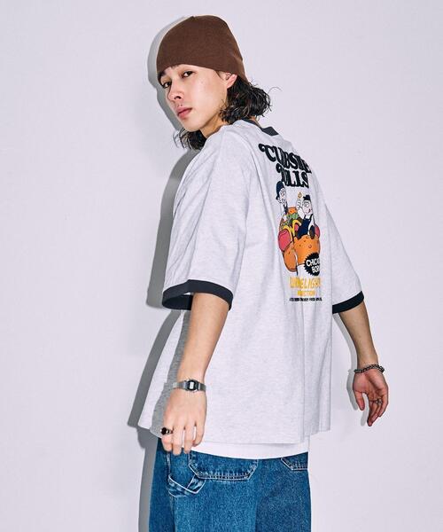 WEGO（ウィゴー）の「WEGO/ボーイズグラフィックリンガーBIGT（Tシャツ/カットソー・メンズ・ホワイト/ライトグレー/ブルー・MEDIUM/LARGE）」の21枚目の写真