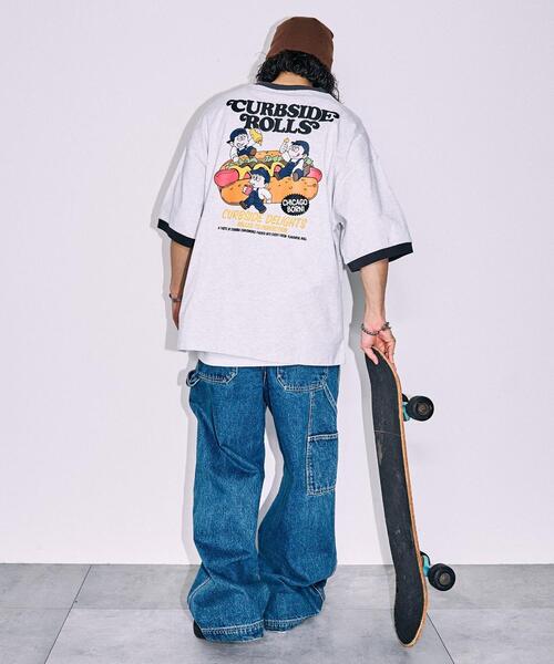 WEGO（ウィゴー）の「WEGO/ボーイズグラフィックリンガーBIGT（Tシャツ/カットソー・メンズ・ホワイト/ライトグレー/ブルー・MEDIUM/LARGE）」の22枚目の写真