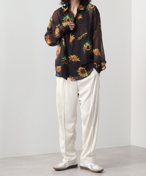 SUGGESTION（サジェッション）の「SUGGESTION オーガンジー総柄シャツ（シャツ/ブラウス・メンズ・ブラック系2/ブラック系1/グレー系/ブラック系・L/M）」の12枚目の写真
