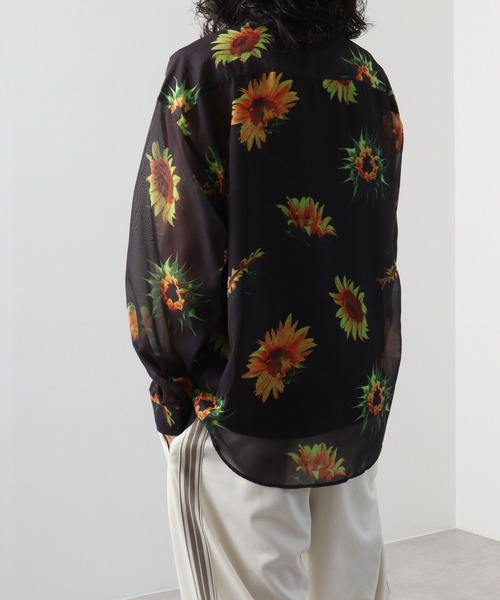 SUGGESTION（サジェッション）の「SUGGESTION オーガンジー総柄シャツ（シャツ/ブラウス・メンズ・ブラック系2/ブラック系1/グレー系/ブラック系・L/M）」の10枚目の写真
