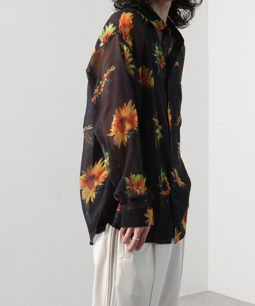 SUGGESTION（サジェッション）の「SUGGESTION オーガンジー総柄シャツ（シャツ/ブラウス・メンズ・ブラック系2/ブラック系1/グレー系/ブラック系・L/M）」の11枚目の写真