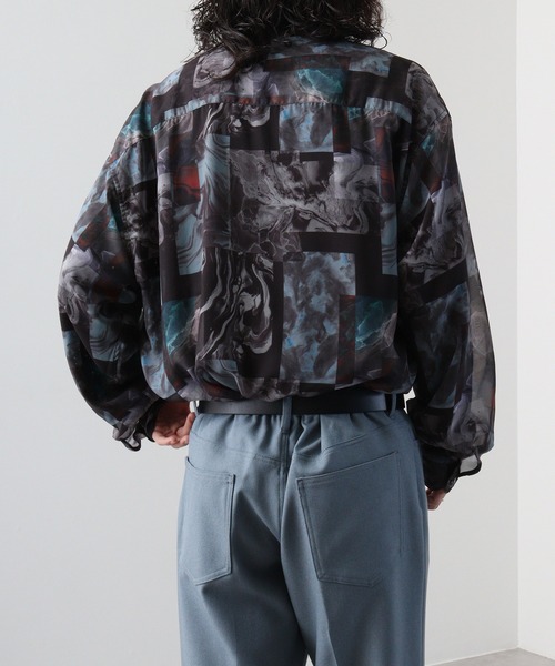 SUGGESTION（サジェッション）の「SUGGESTION オーガンジー総柄シャツ（シャツ/ブラウス・メンズ・ブラック系2/ブラック系1/グレー系/ブラック系・L/M）」の7枚目の写真