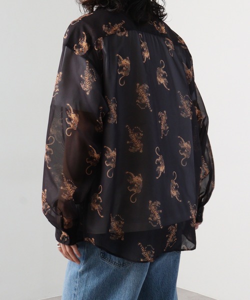 SUGGESTION（サジェッション）の「SUGGESTION オーガンジー総柄シャツ（シャツ/ブラウス・メンズ・ブラック系2/ブラック系1/グレー系/ブラック系・L/M）」の14枚目の写真