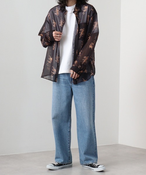 SUGGESTION（サジェッション）の「SUGGESTION オーガンジー総柄シャツ（シャツ/ブラウス・メンズ・ブラック系2/ブラック系1/グレー系/ブラック系・L/M）」の16枚目の写真