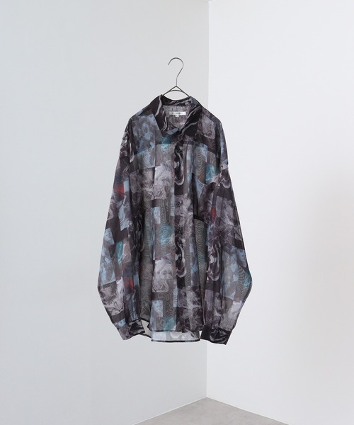 SUGGESTION（サジェッション）の「SUGGESTION オーガンジー総柄シャツ（シャツ/ブラウス・メンズ・ブラック系2/ブラック系1/グレー系/ブラック系・L/M）」の17枚目の写真