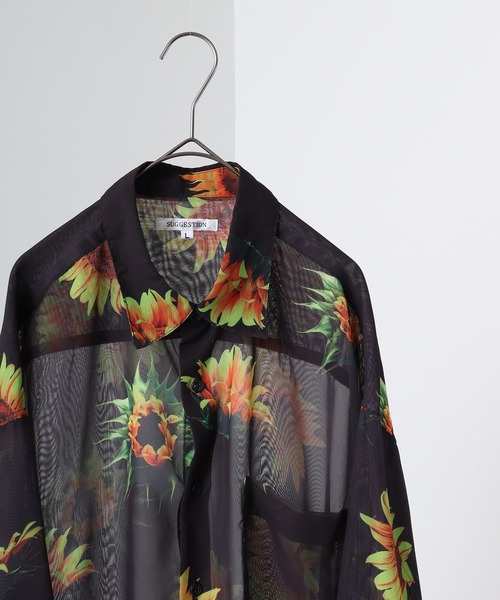 SUGGESTION（サジェッション）の「SUGGESTION オーガンジー総柄シャツ（シャツ/ブラウス・メンズ・ブラック系2/ブラック系1/グレー系/ブラック系・L/M）」の20枚目の写真