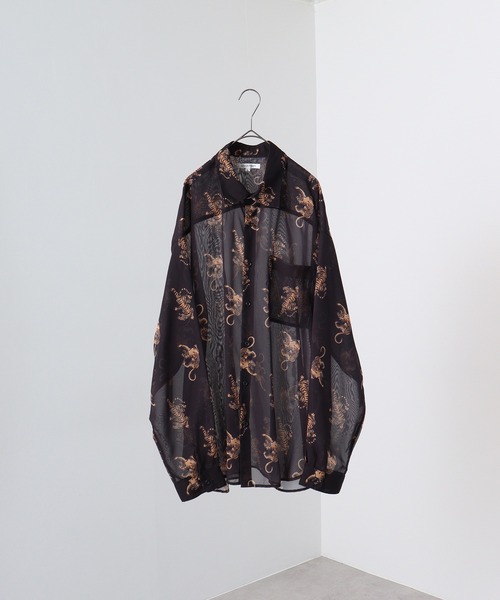 SUGGESTION（サジェッション）の「SUGGESTION オーガンジー総柄シャツ（シャツ/ブラウス・メンズ・ブラック系2/ブラック系1/グレー系/ブラック系・L/M）」の21枚目の写真