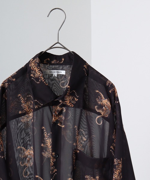 SUGGESTION（サジェッション）の「SUGGESTION オーガンジー総柄シャツ（シャツ/ブラウス・メンズ・ブラック系2/ブラック系1/グレー系/ブラック系・L/M）」の22枚目の写真