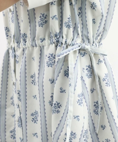 F i.n.t（フィント）の「ストライプ花柄ドロストシャツワンピース（シャツワンピース・レディース・ホワイト×ブルー/ホワイト×グリーン・FREE）」の14枚目の写真