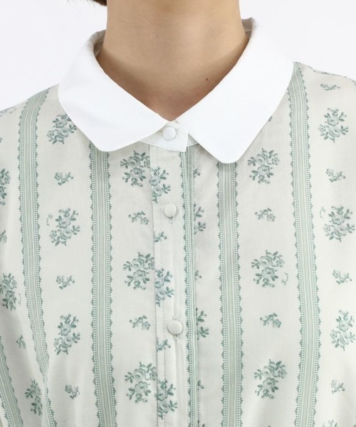 F i.n.t（フィント）の「ストライプ花柄ドロストシャツワンピース（シャツワンピース・レディース・ホワイト×ブルー/ホワイト×グリーン・FREE）」の21枚目の写真