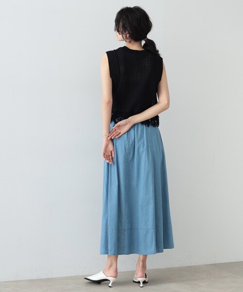 GALLEST（ギャレスト）の「◆ダンガリーフレアスカート（スカート・レディース・チャコールグレー/サックスブルー・36/38/40）」の10枚目の写真