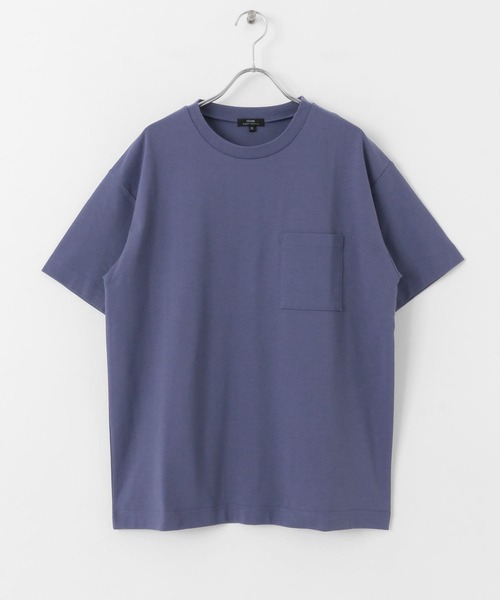 ITEMS URBANRESEARCH(アイテムズ アーバンリサーチ)の「『吸水速乾/イージーケア/UVカット』高機能TC天竺 ポケットTシャツ(Tシャツ/カットソー・メンズ・チャコールグレー/ブルー/グレー系その他/ホワイト・MEDIUM/LARGE)」の1枚目の写真