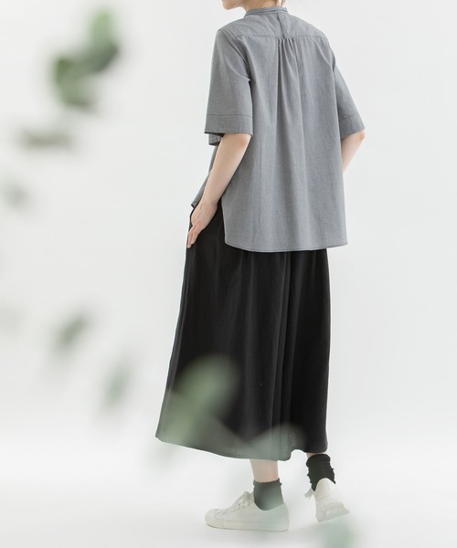 nop de nod（ノップドゥノッド）の「スモールカラーフレアー5分袖シャツ（シャツ/ブラウス・レディース・オフホワイト/ブラック/ドット/スミクロ・3）」の13枚目の写真