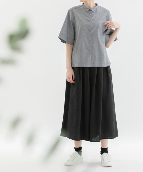 nop de nod（ノップドゥノッド）の「スモールカラーフレアー5分袖シャツ（シャツ/ブラウス・レディース・オフホワイト/ブラック/ドット/スミクロ・3）」の9枚目の写真