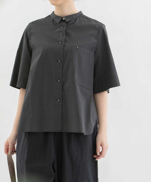 nop de nod（ノップドゥノッド）の「スモールカラーフレアー5分袖シャツ（シャツ/ブラウス・レディース・オフホワイト/ブラック/ドット/スミクロ・3）」の14枚目の写真