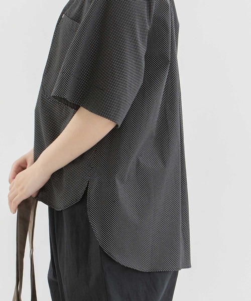 nop de nod（ノップドゥノッド）の「スモールカラーフレアー5分袖シャツ（シャツ/ブラウス・レディース・オフホワイト/ブラック/ドット/スミクロ・3）」の18枚目の写真